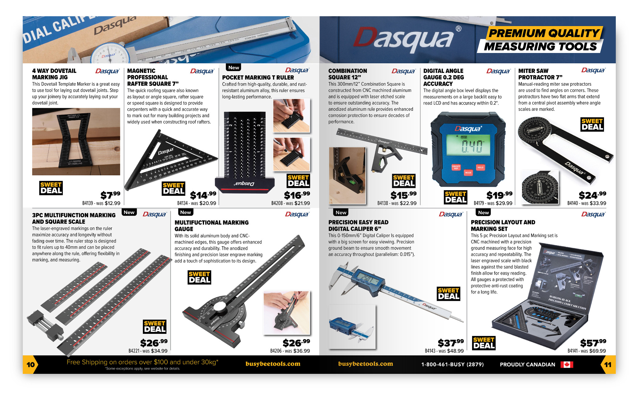 Busy Bee Tools Summer Catalogue Dasqua measuring tools spread