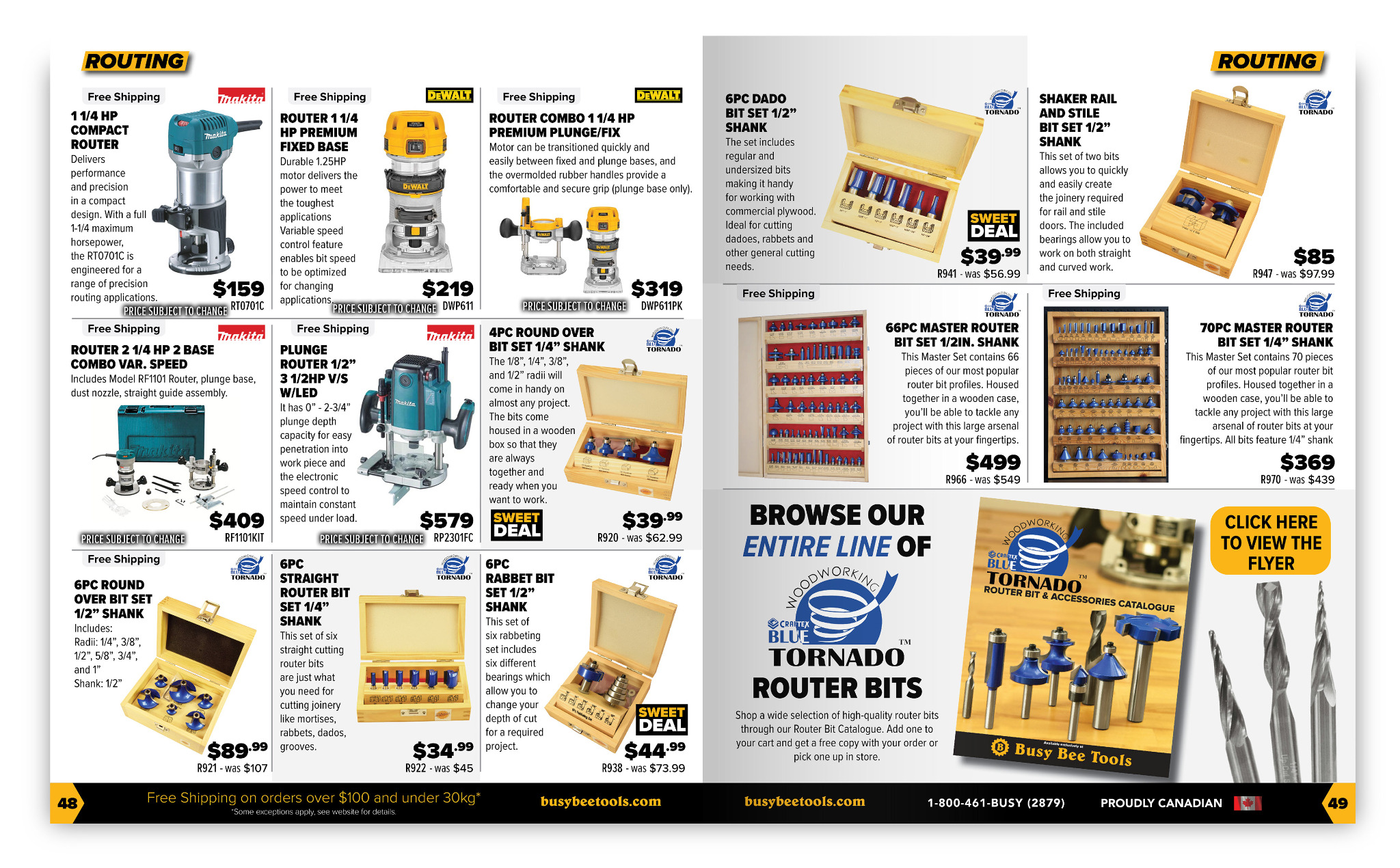 Busy Bee Tools routing products digital catalogue spread