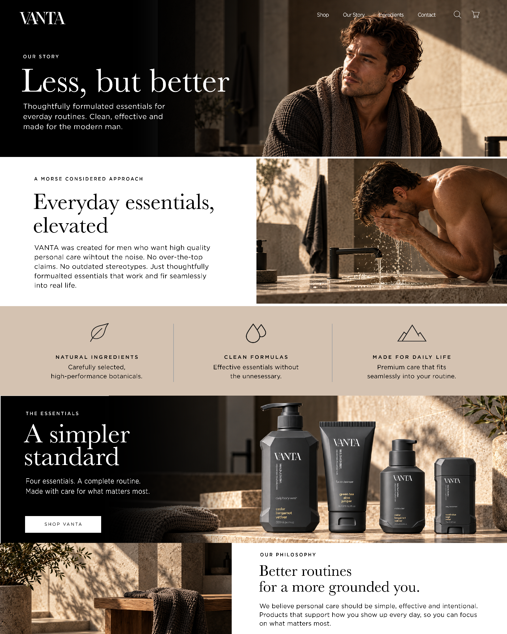 VANTA brand story and about page design