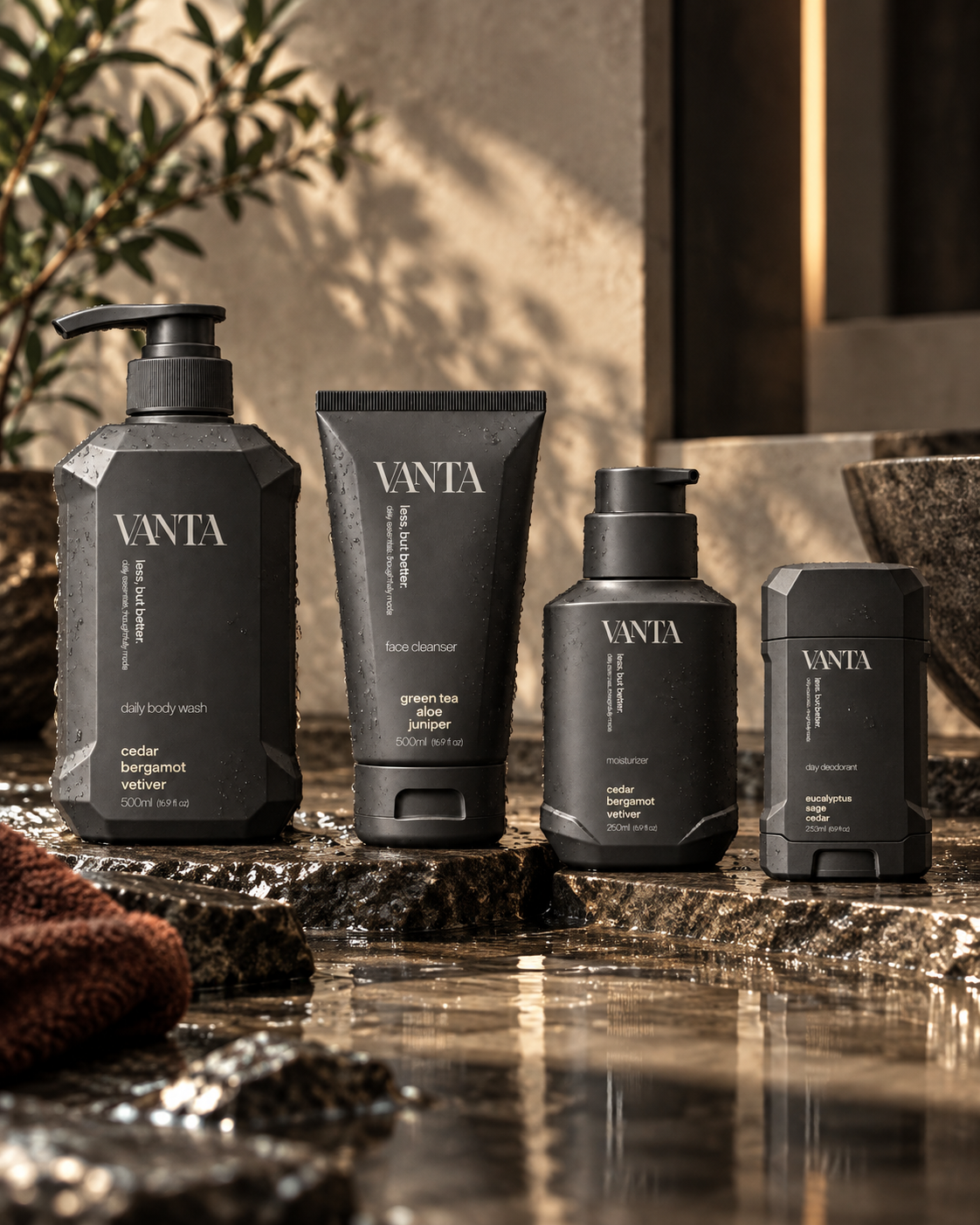 VANTA men's personal-care brand and packaging